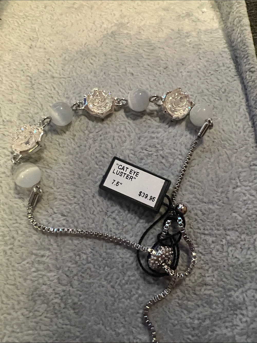 Cat Eye Luster White Rose Accent Bracelet